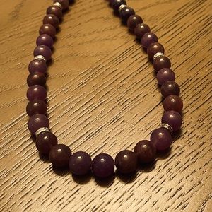 Judith Ripka amethyst bead necklace with sterling accents